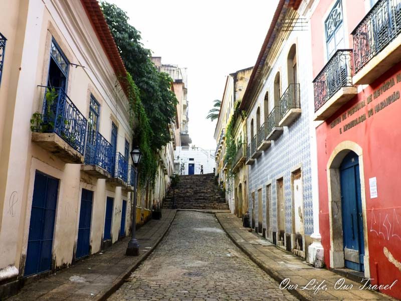 Cure cobblestone streets in Sao Luis, Brazil
