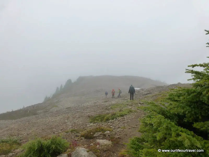 Foggy way to the peak of Hannegan, WA, USA