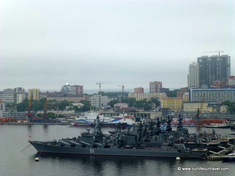 Military ships in Vladivostok harbor