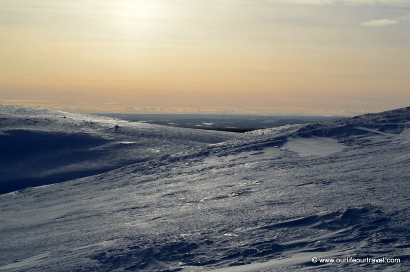 Skiing on top of Pallastunturi National Park, Lapland, Finland