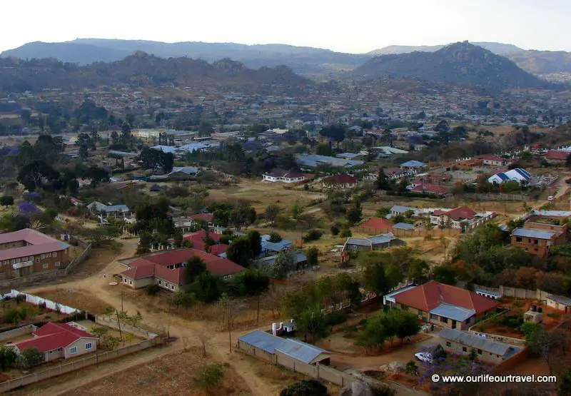 Panorama view of Iringa from the Gangilonga rock with the rich district at the foreground