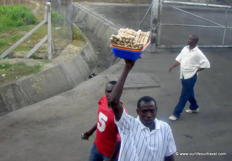 At every stop our bus was approached by sellers