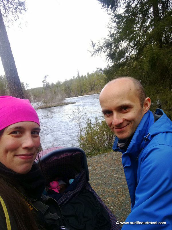 Walking with the baby in Ounasvaara, Rovaniemi, Finland